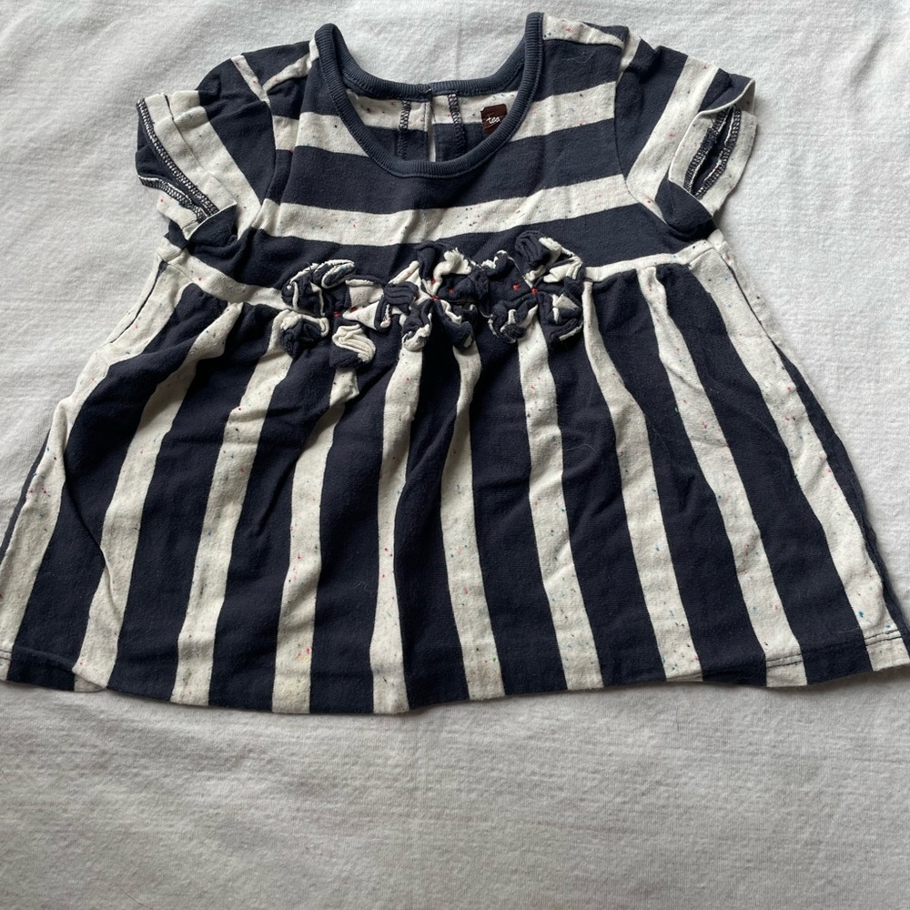 Tea collection top blue stripe with confetti detail 12-18 months